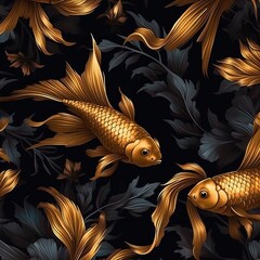 Golden fish on a dark background