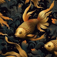 Golden fish on a dark background