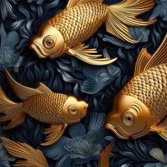 Golden fish on a dark background