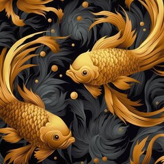 Golden fish on a dark background