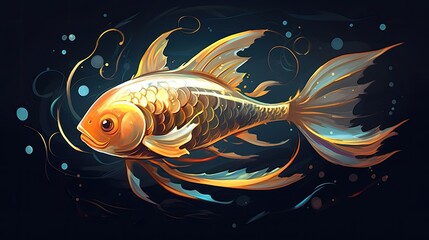 A gilded fish on a dark background