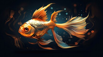 A gilded fish on a dark background