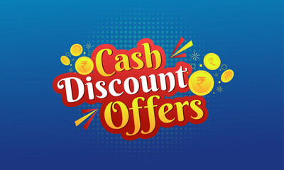 Cash Discount Offers Logo Unit Design Vector. Retail Promotional Flyer