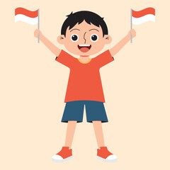 Boy holding flag
