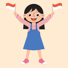 Girl holding flag