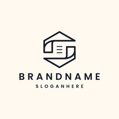 S PAPER LOGO LINE ART DESIGN VECTOR