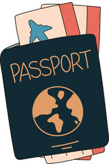 Passport Travel Identity Document Airline Ticket Boarding Pass Illustration Graphic Element Art Card
