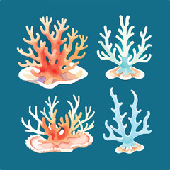 Fototapeta na wymiar Watercolor sea corals decoration illustration for a wedding invitation illustration