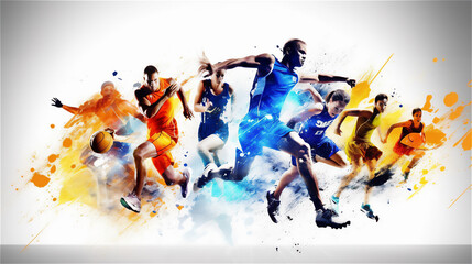 Athletes in various Sports in a Dynamic Illustration . Ideal for Sports Banners, Background. Ai generated - obrazy, fototapety, plakaty