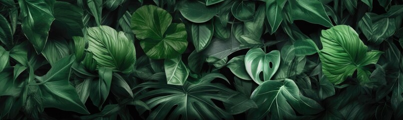 Fototapeta na wymiar Jungle leaves wallpaper. Tropic background nature rainforest. Generative AI