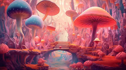 "Step into a realm of pure imagination as a surreal artwork blends reality and fantasy, inviting you to explore its secrets Generative AI