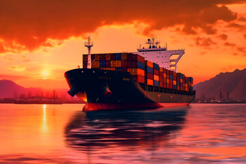 Fototapeta premium cargo ship in the sea