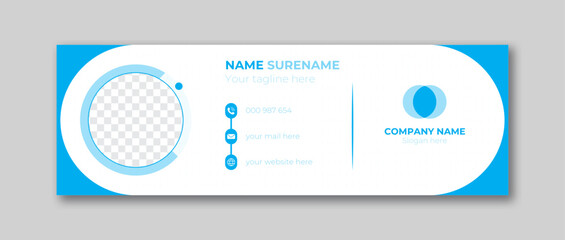 Blue color e-mail signature design vector template.