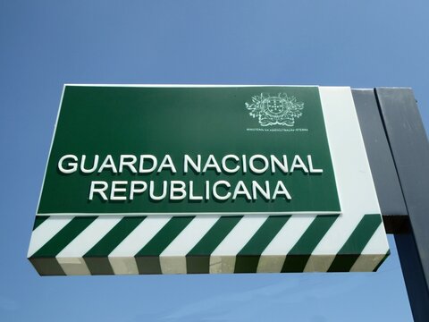 Officiel Name sign of the GNR police in Portugal - Guarda Nacional Republicana