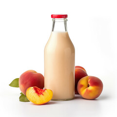 Refreshing Peaches smoothie, isolated on white background, generative AI