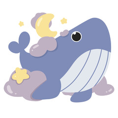 whale cute illustration design