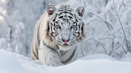 Fototapeta na wymiar tiger in snow