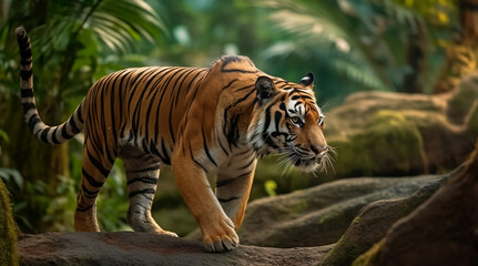 tiger in the wild jungle