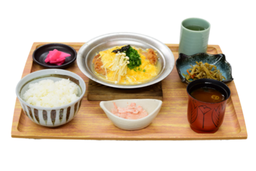 【PNG透過】和食料理　トンカツの卵とじ定食