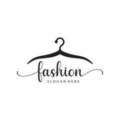 Simple coat hanger logo template design with creative idea.Logo for business, boutique, fashion, beauty.