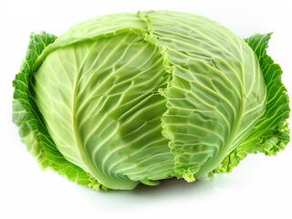 green cabbage isolated on white background. Made with generative ai - obrazy, fototapety, plakaty