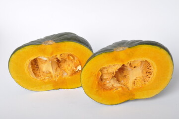 green pumpkin on a white background