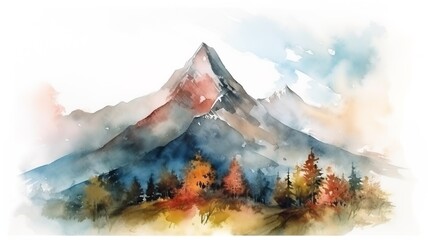 a beautiful picture of a mountain painted with watercolors