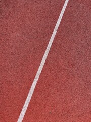 White line of a running track