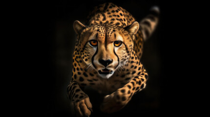 Fototapeta na wymiar portrait of a leopard on black background 