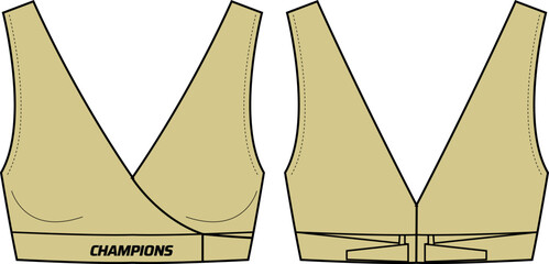 Women Side fastener adaptable bra top design flat sketch fashion Illustration suitable for girls and Ladies, Velcro Side Fastener Adaptive Bra for post mastectomy and transitioning