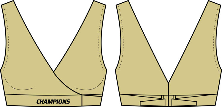 Women Side fastener adaptable bra top design flat sketch fashion Illustration suitable for girls and Ladies, Velcro Side Fastener Adaptive Bra for post mastectomy and transitioning