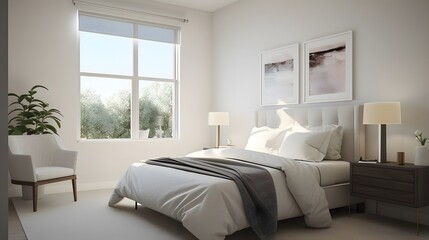 The concept of a modern loft bedroom. Generative AI