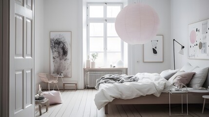 The concept of a modern loft bedroom. Generative AI