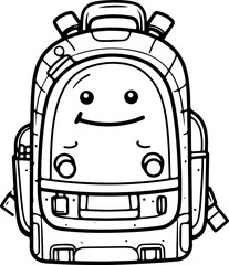 Backpack School outline vector illustration, Back to school elements
