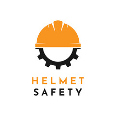 Gear with safety helm logo design idea