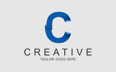 modern color font letter C logo design