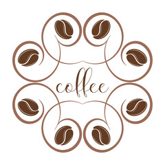 Coffee logo embellished with swirls for versatile use.