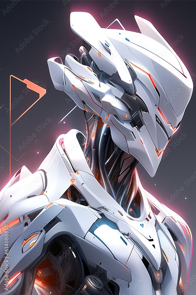 Aufkleber a futuristic looking robot with a futuristic look on it