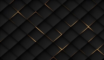 Luxury abstract black metal background with golden light lines. Dark 3d geometric texture illustration