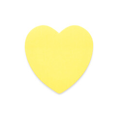 Heart shaped sticky note isolated on white background