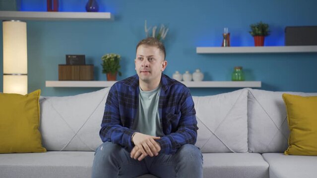 Suspicious man thinks.