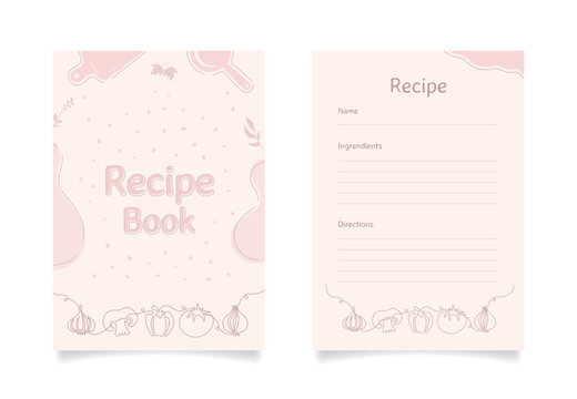Vector hand drawn recipe book design template