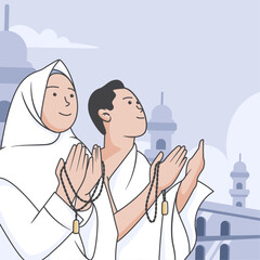 Islamic hajj pilgrimage illustration 6