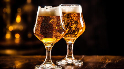 Two Glasses with Beer. Food & Drink Photography
