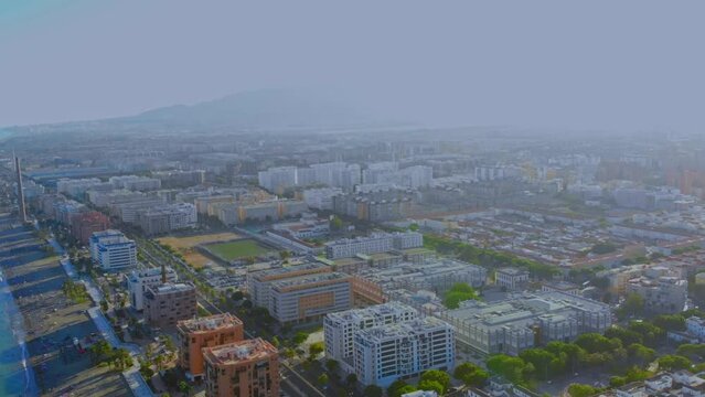 Drone shot paralling in Malaga.