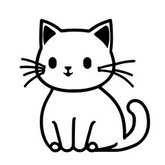 Cute cat outline, vector illustration, international cat day.Ai generate 