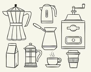 Coffee set. Hand drawn vector illustration