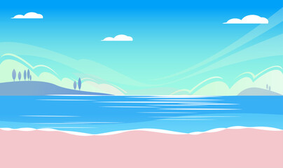 Fototapeta na wymiar flat design beach landscape gradient background