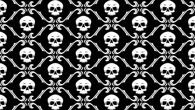 Seamless vector skull pattern vintage filigree repeatable swatch