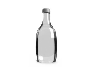 Curved Glass Bottle 3D Illustration Mockup Scene